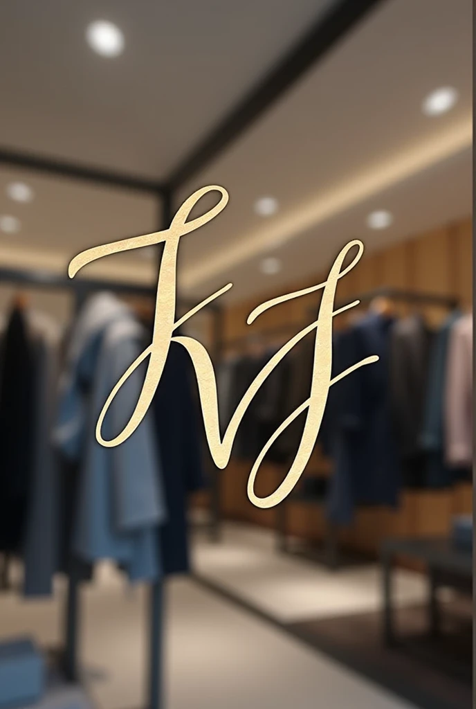 Logo of a clothing store with the initials of jvj modern with realistic background clothing for young people and neutral background colors and that the logo stands out more than the rest and the calligraphy of the letters is different