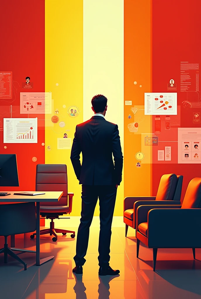 An image of human resources management with red and yellow color 