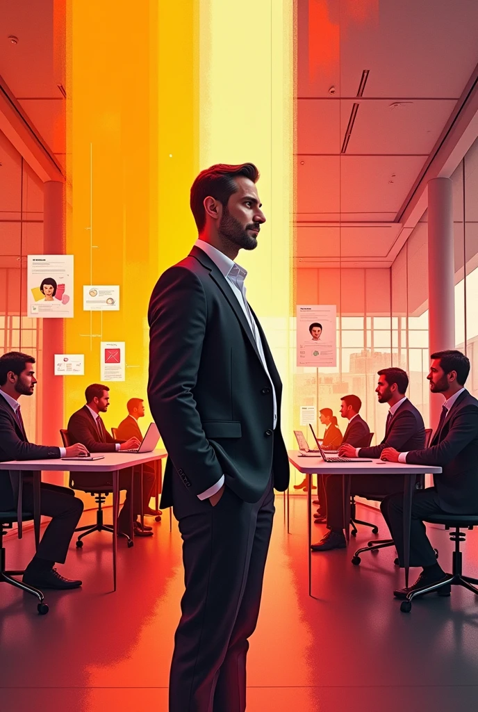 An image of human resources management with red and yellow color 