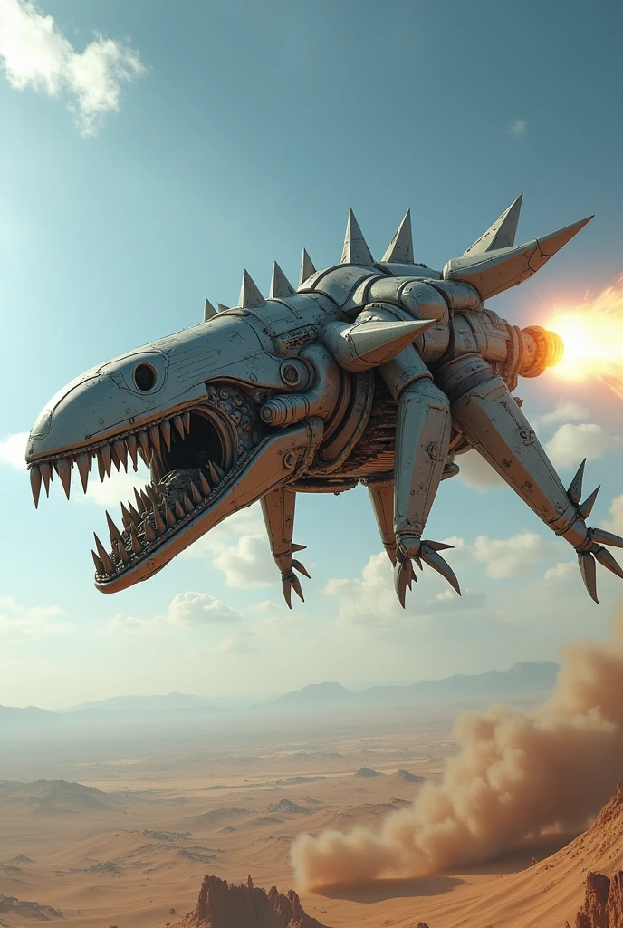 Flying machine with spikes, a mega rocket booster and 3d