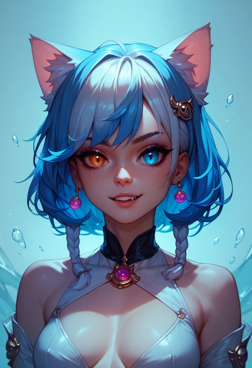 boy, cat, furry, bodyfur, tail, blue collar, blue bra, bottomless, blue gloves, blue boots, chibi, sparkling eyes, idol, happy, full body, penis, testicles, rain, blue raincoat, blue umbrella