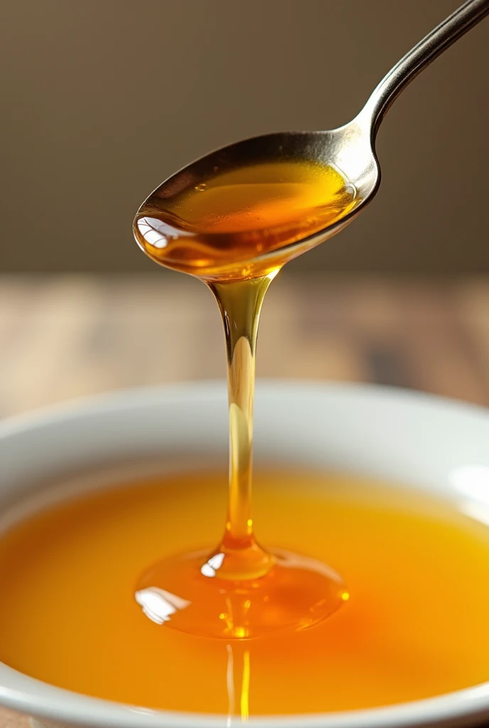 I want a perfect time photography picture of honey dripping from steel spoon, not professional