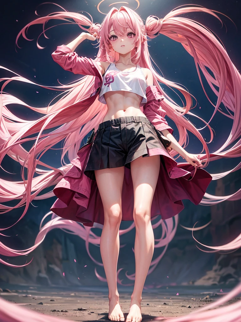 (masterpiece, best quality:1.5), (ultra detailed, high resolution, 8k, beautiful detailed, UHD, best anatomy), purple hair, medium breasts, 1 cool girl, A frightened look on your face, full body shot, Numerous bloody wounds, Y-shirt