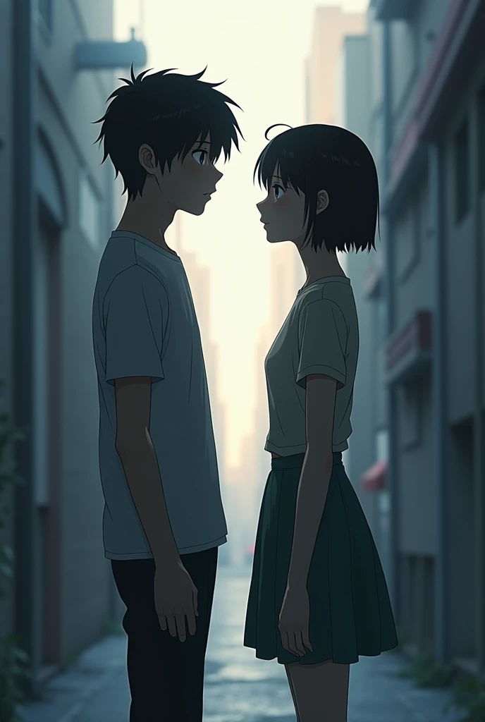 Japanese couple, young couple breaking up , realisitic.shorth hair.