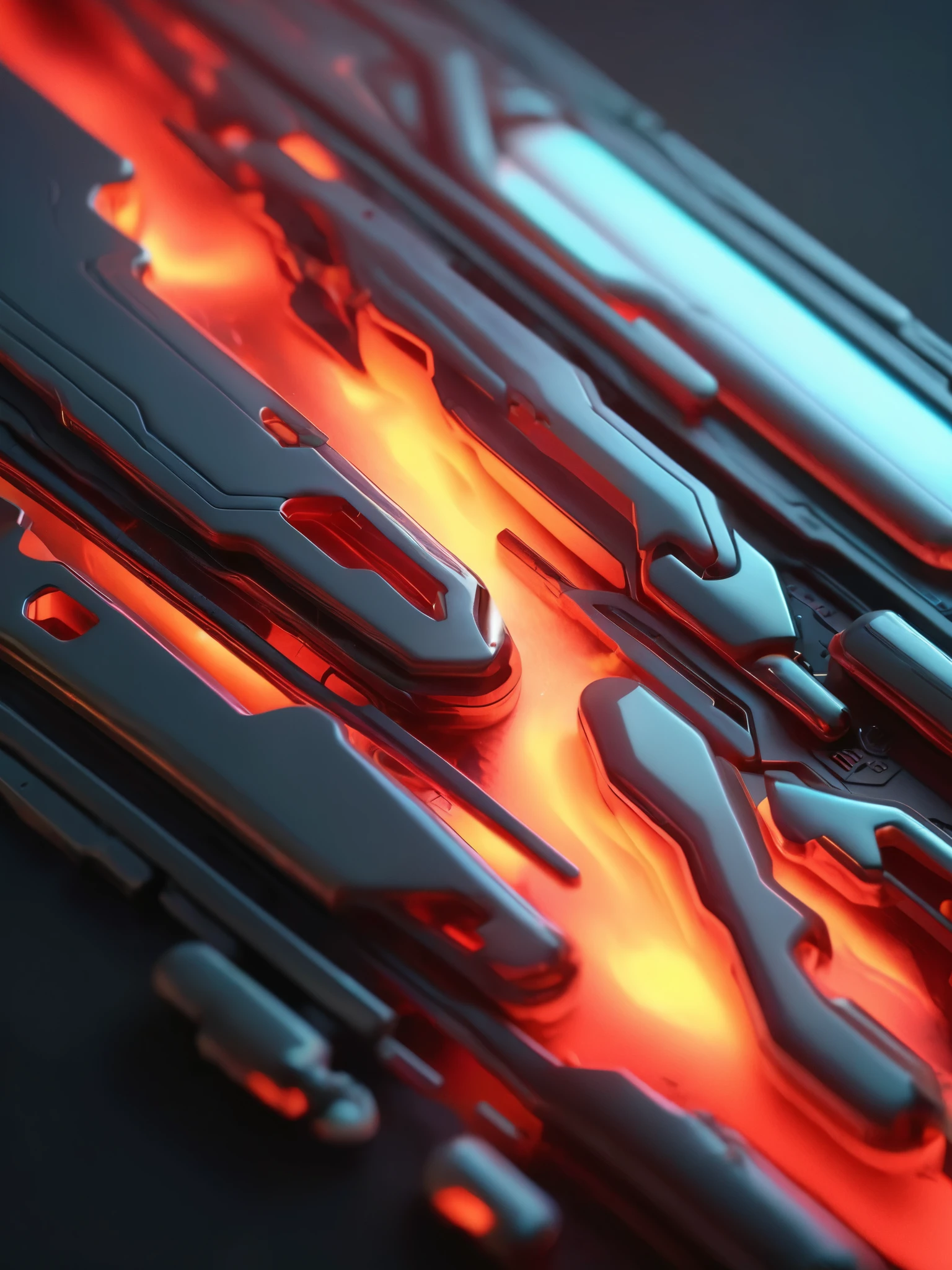 ral-opal, meahophontron, cyberpunk, (ABSTRACT FUTURISTIC ART) fire environment, (red colors, negro, gray), (Professional photography), con soft tones, background image, soft tones, Wallpaper.