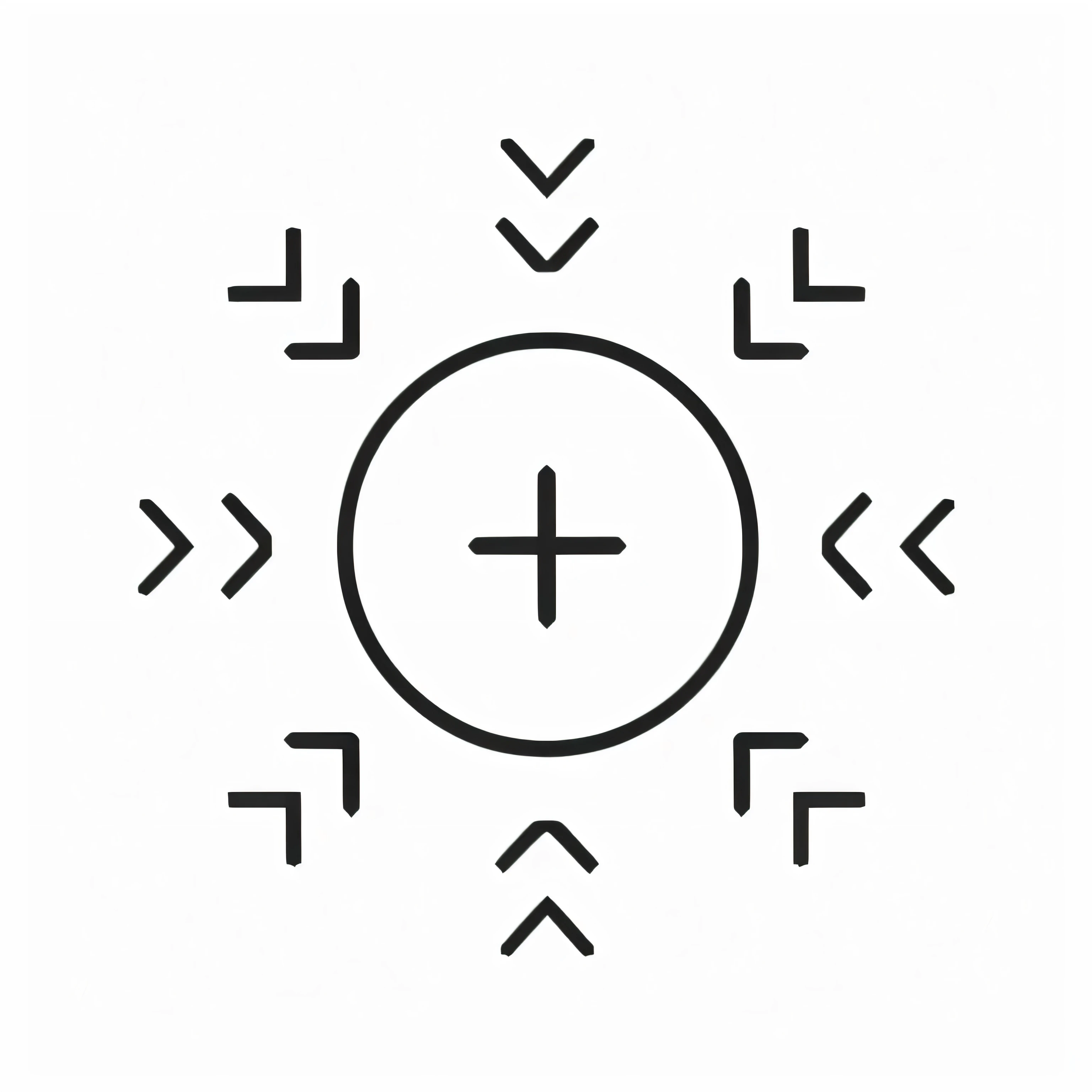 a black and white image of a cross and arrows in a circle, lineart variable, icon pattern, iconography background, vector icon, precise lines, simplistic iconography, Centered in the frame, design on a scribbled background, centered radial design, bright lens contour, hand drawn, thin-lines, incoherent features, made on a wooden background