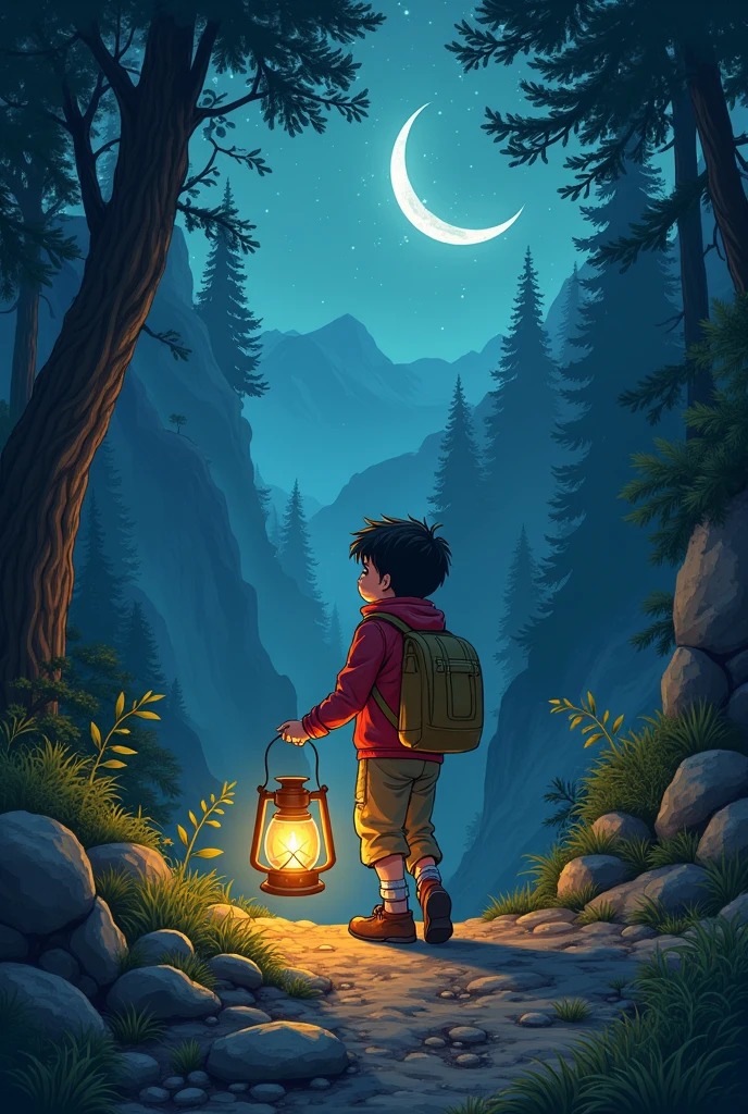 Bien sûr! Voici une courte histoire illustrée :
---
**Titre :** *La Quête de Léo et la Lanterne Magique*
**Texte :**
Dans un petit village niché au creux des montagnes, vivait un jeune garçon nommé Léo. Un jour, en explorant une ancienne forêt, Léo découvrit une mystérieuse lanterne accrochée à un arbre centenaire. La lanterne, bien que vieille, brillait d'une lumière douce et chaleureuse.
Intrigué, Léo s'approcha et la détacha de l'arbre. À l'instant où il la toucha, une voix douce résonna : "Je suis la lanterne magique. Si tu me portes à la plus haute colline avant le lever du soleil, je réaliserai un vœu."
Léo, avec une détermination inébranlable, se mit en route. Il traversa des rivières, escalada des rochers et marcha à travers les bois sombres. La nuit était froide, mais la lanterne éclairait son chemin.
