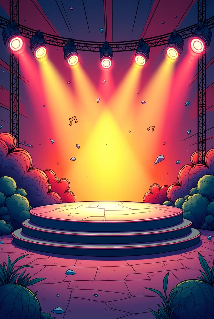 Background of a concert stage, comic style.