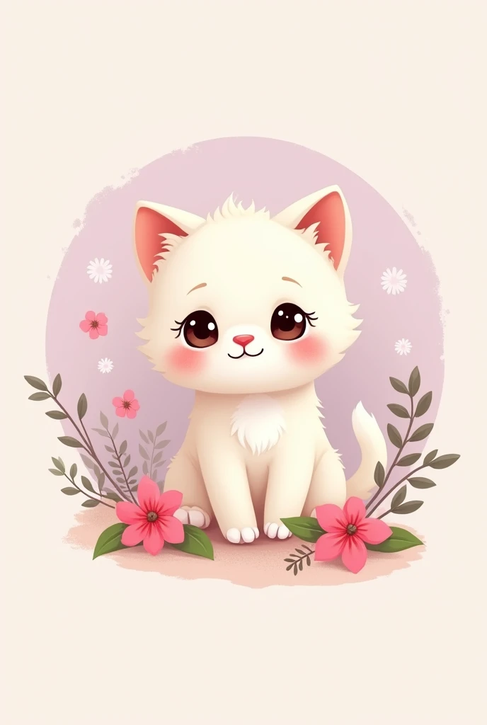 Logo for a bakery with pastel lilac colors , pastel pink and a kitten