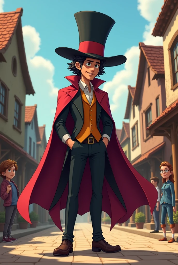 The Magician Comes_
A bad magician named Malyster came to town. He wore a big hat and cape. A named Leo was curious.