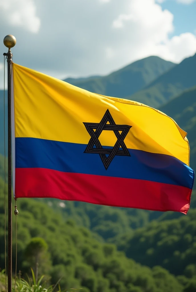 create a colombia flag with a david star in the middle