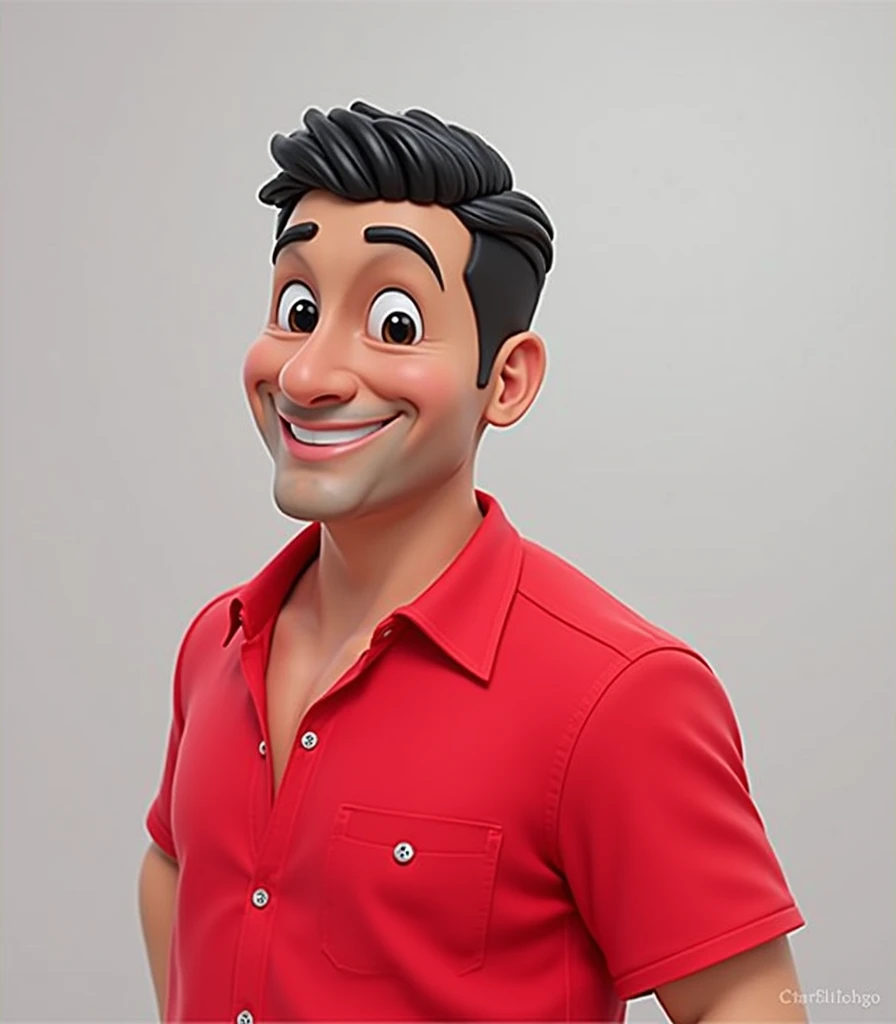 Black hair man character smiling standing