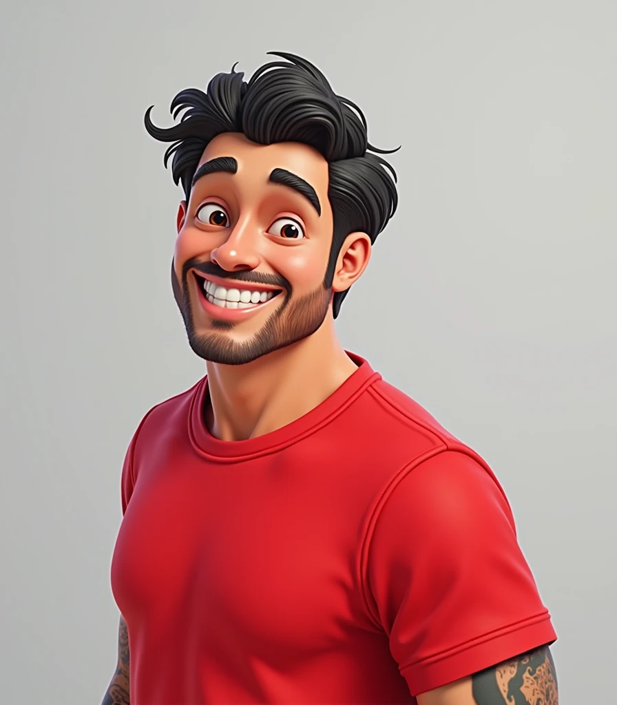 Black hair man character smiling standing