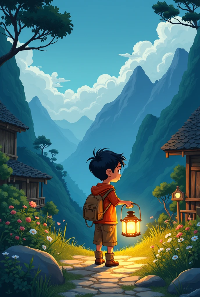 Bien sûr! Voici une courte histoire illustrée :

---

**Titre :** *La Quête de Léo et la Lanterne Magique*

**Texte :**

Dans un petit village niché au creux des montagnes, vivait un jeune garçon léo 
