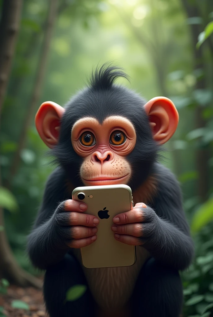 make an eye-catching photo about iPhone with a realistic monkey for banner