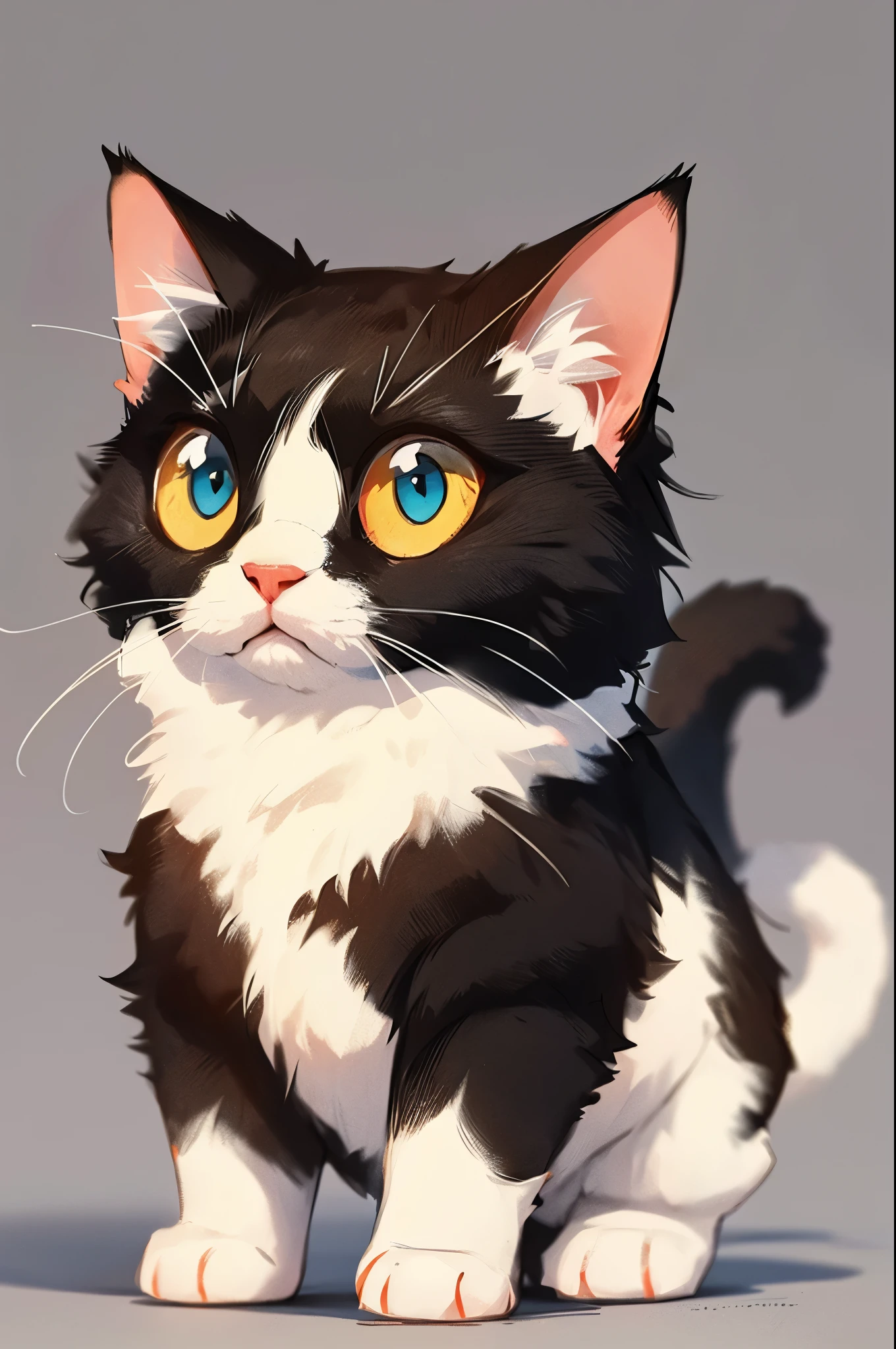 perfect animal anatomy, one single cute chibi American Bobtail cat in white background
