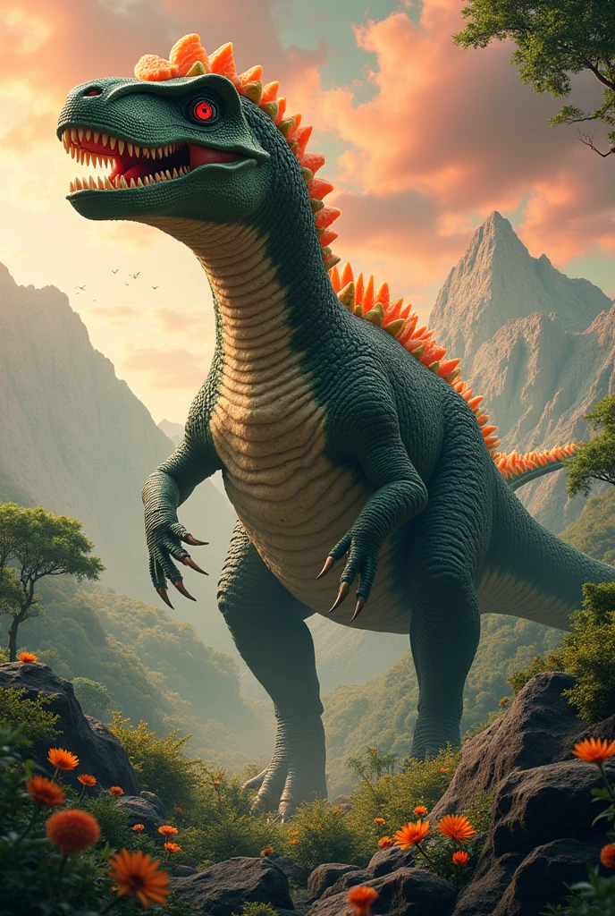 A giant sushi dinosaur