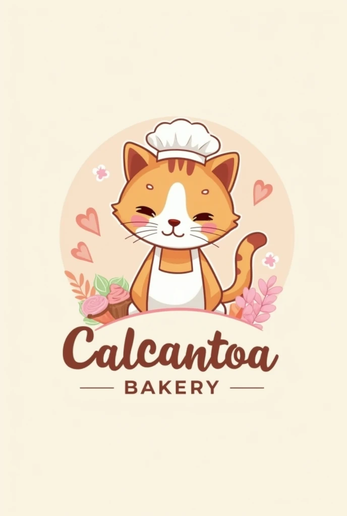 Cat bakery logo with pastel colors