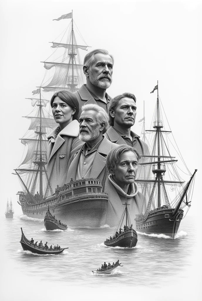 Maritime expansion during the evolution of international business drawn in pencil in a simple and straightforward but at the same time very creative way