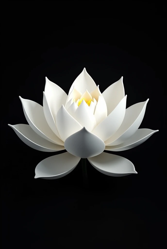 White lotus, logo, black background, 3d, only center