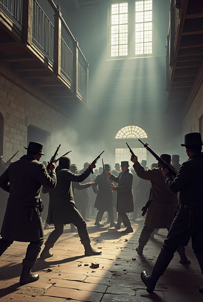 Fasa a group of people invading an 1838 century prison