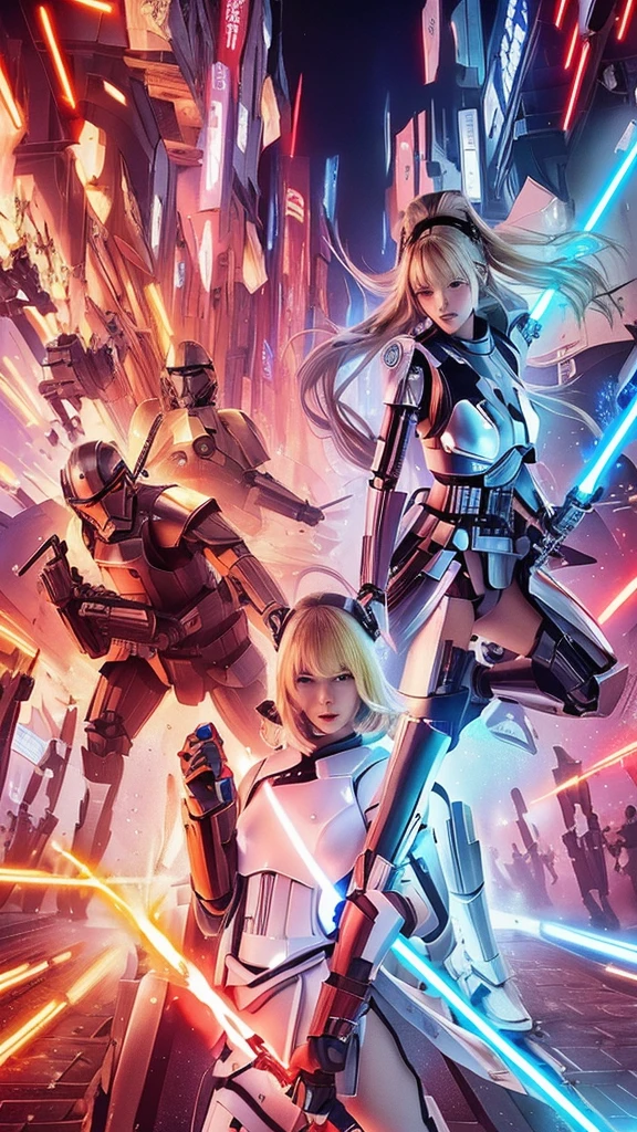 One girl, Blonde, Shortcuts, Asian、Star Wars Battle Suit、Expose、valley、Small breasts