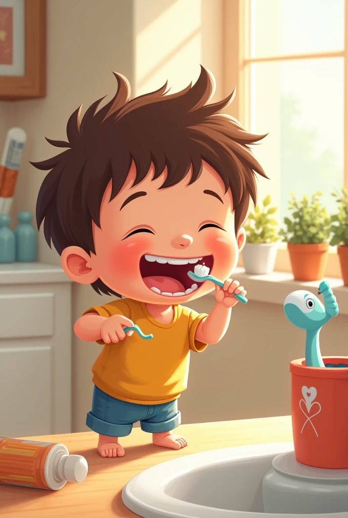 4 to  child brushing teeth