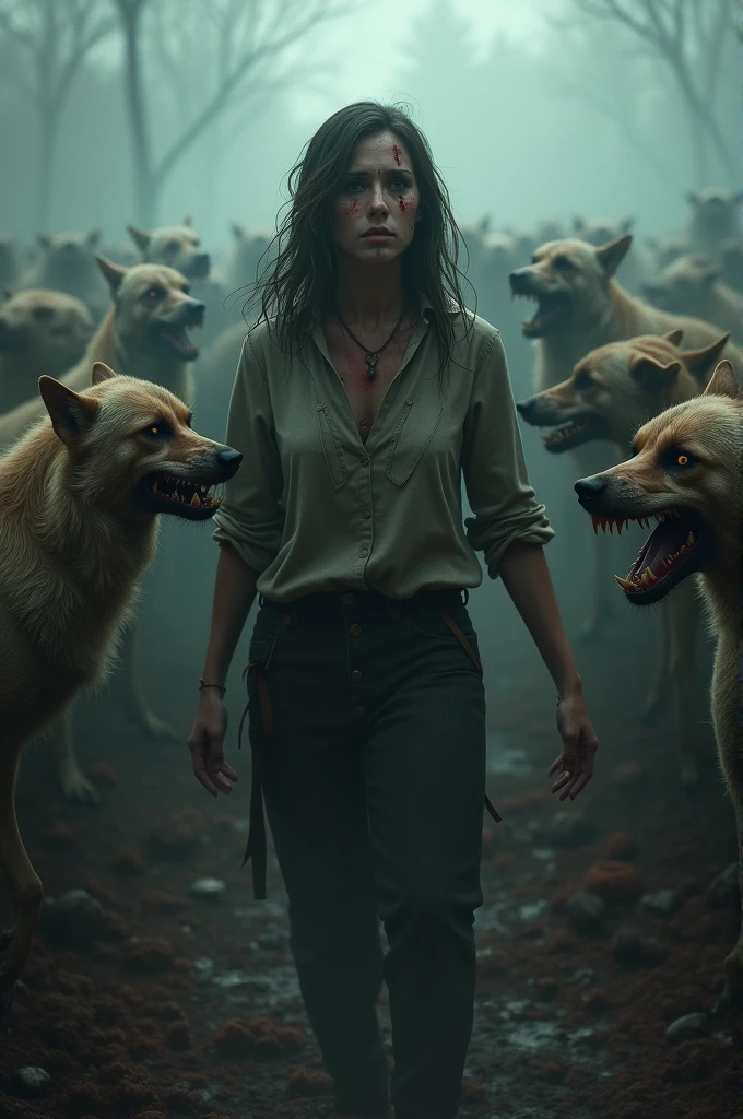 The crying woman destroyed by thousands of zombie dogs 