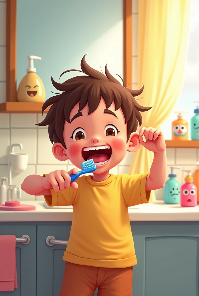 4 to child brushing teeth