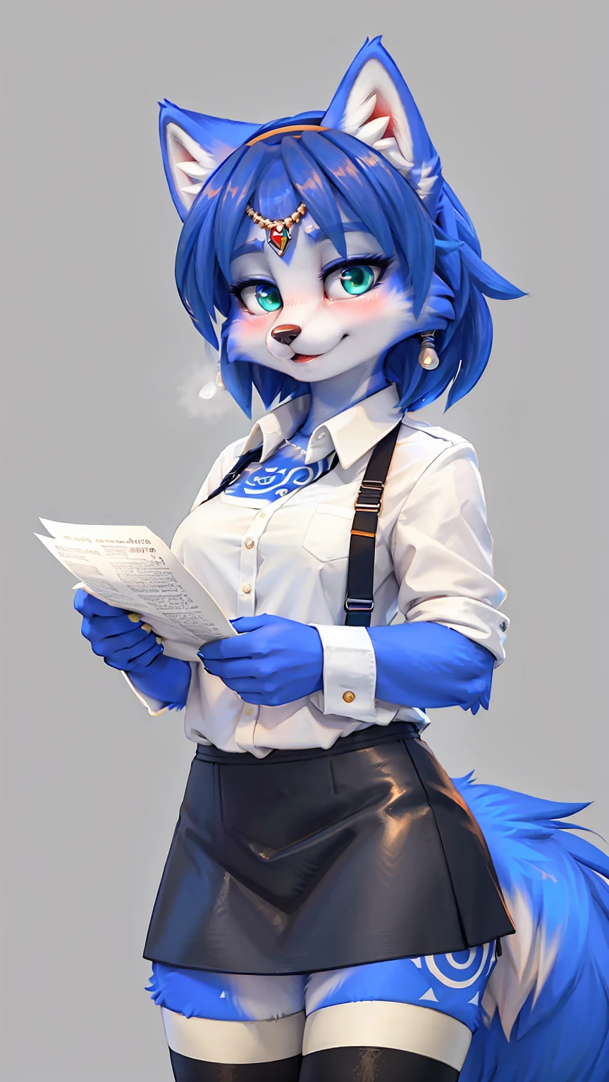 (best quality:1.2, 4k, masterpiece:1.2), ultra-detailed, realistic:1.37, male protogen, tall, male, maid outfit, blue eyes, white fur, red mechanical parts, displeased look, arms crossed, angry, full body, HDR, professional, vivid colors, bokeh, portraits And with a hard penis