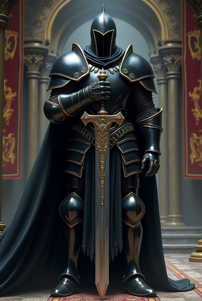 Black Knight, big sword, high detail, D&D