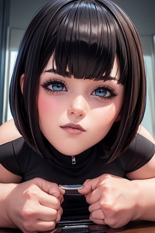 Bad ass, cute face and perverted look wiewer ,bobcut hair,