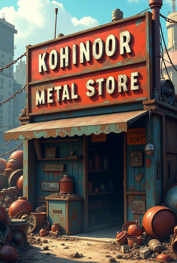 "An Small metal scrap godown with name kohinoor metal store 