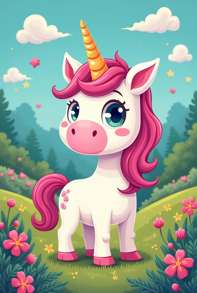 Cartoon unicorn image with backgrounds