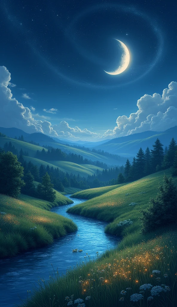 A beautiful night in the countryside. 