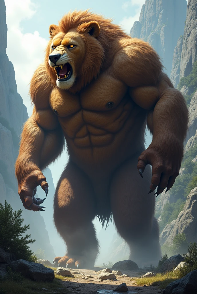 Create a fusion of a lion and a bear