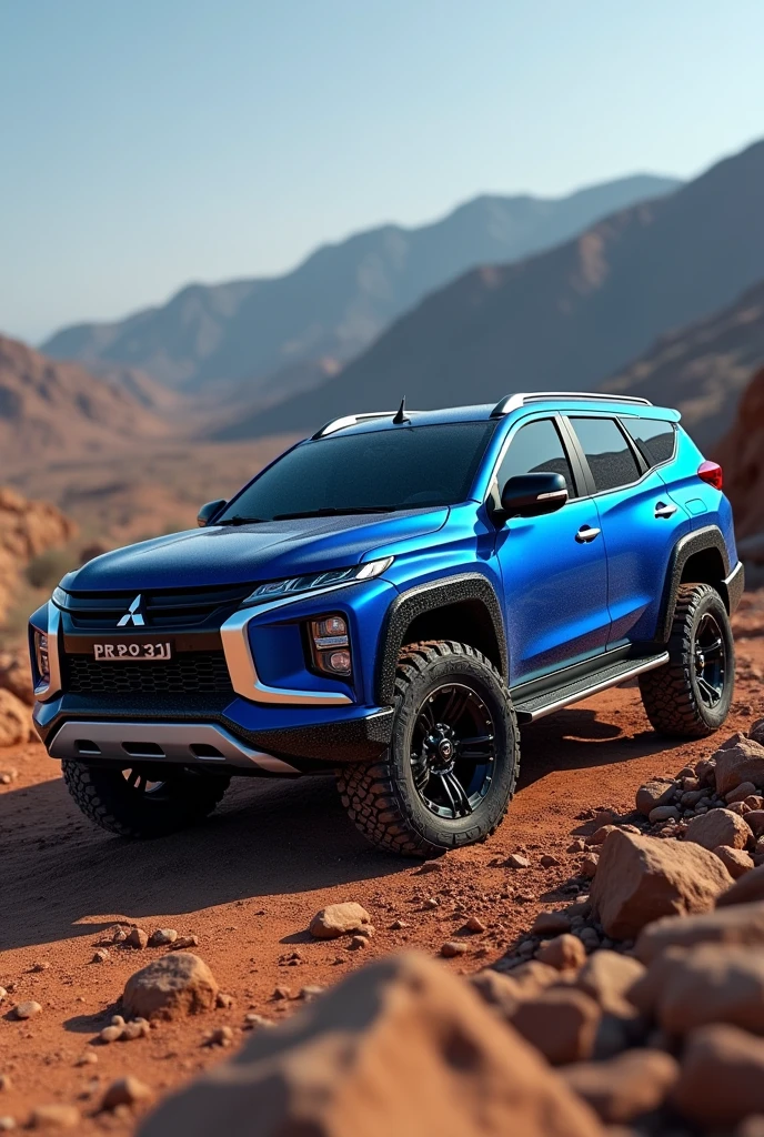 misubishi pajero blue 4x4 tires black rims