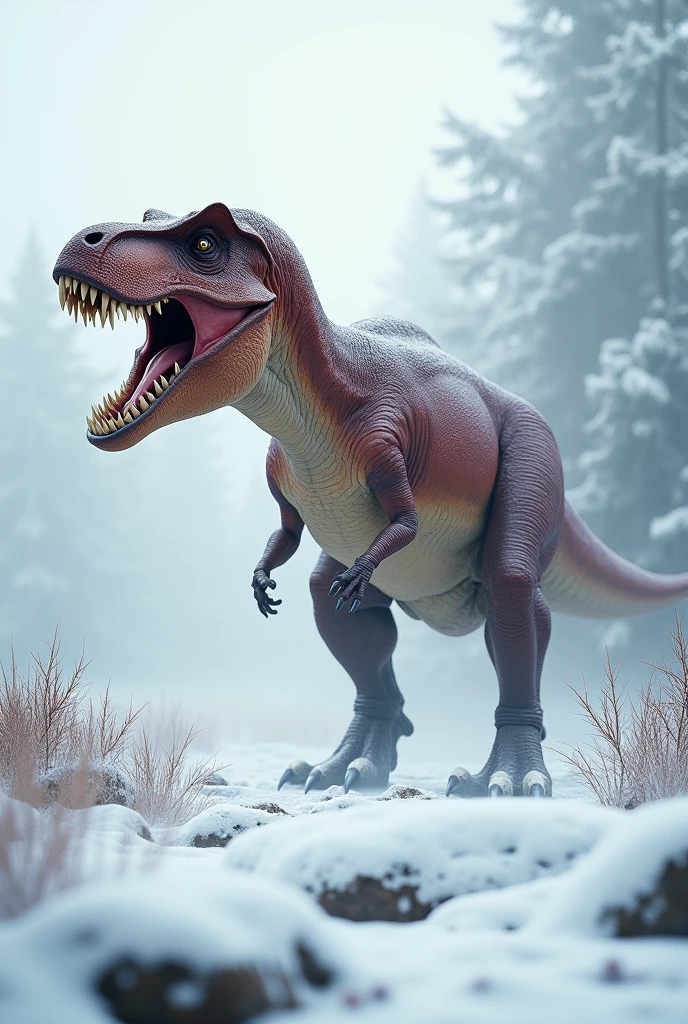 Tyrannosaurus rex in a snowy environment