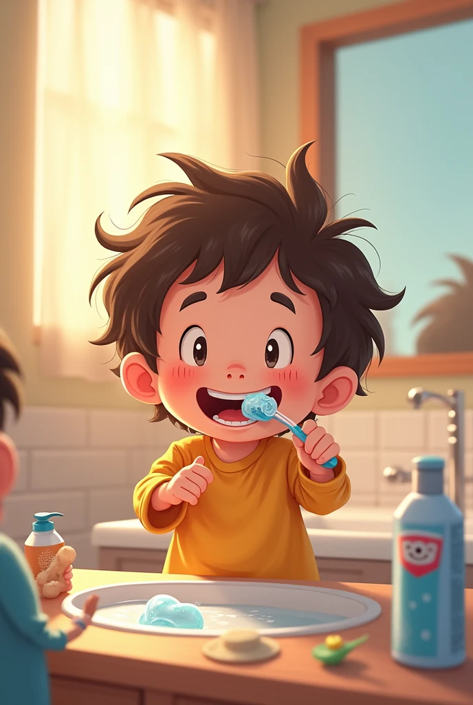 4 to child brushing teeth