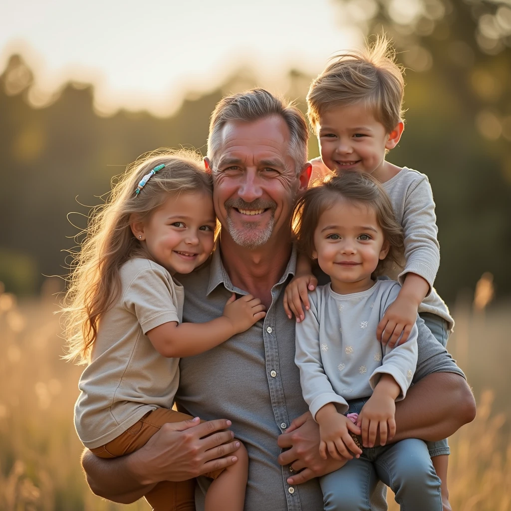 Happy man with family