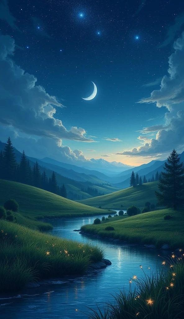 A beautiful night in the countryside.