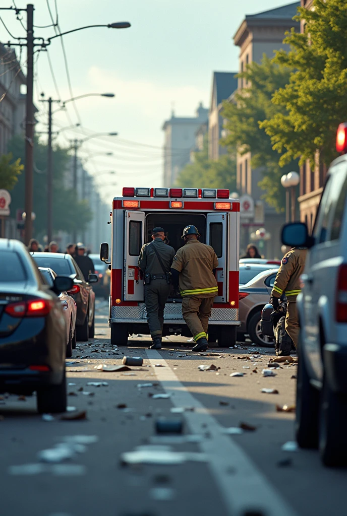 The ambulance had arrived at the car crash (not so exaggerated) 