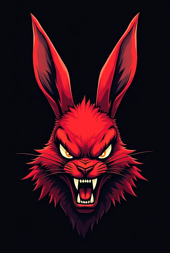Une tête de lapin méchant rouge stylé