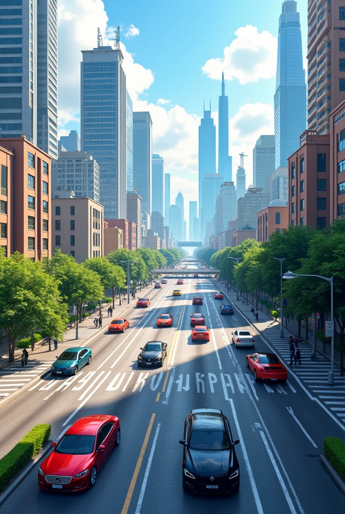 Beautiful streets in urban area for vehicles with a beautiful city