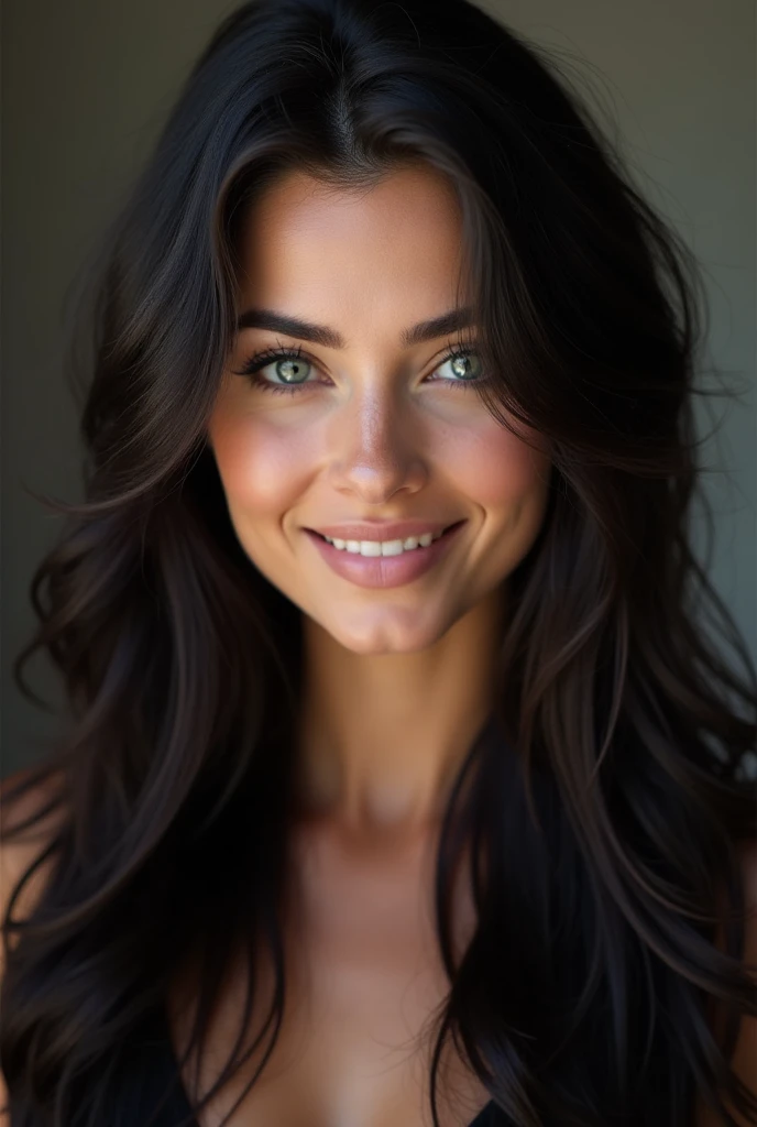 European beauty dark high resolution, Long Hair, Gaze, smile,
