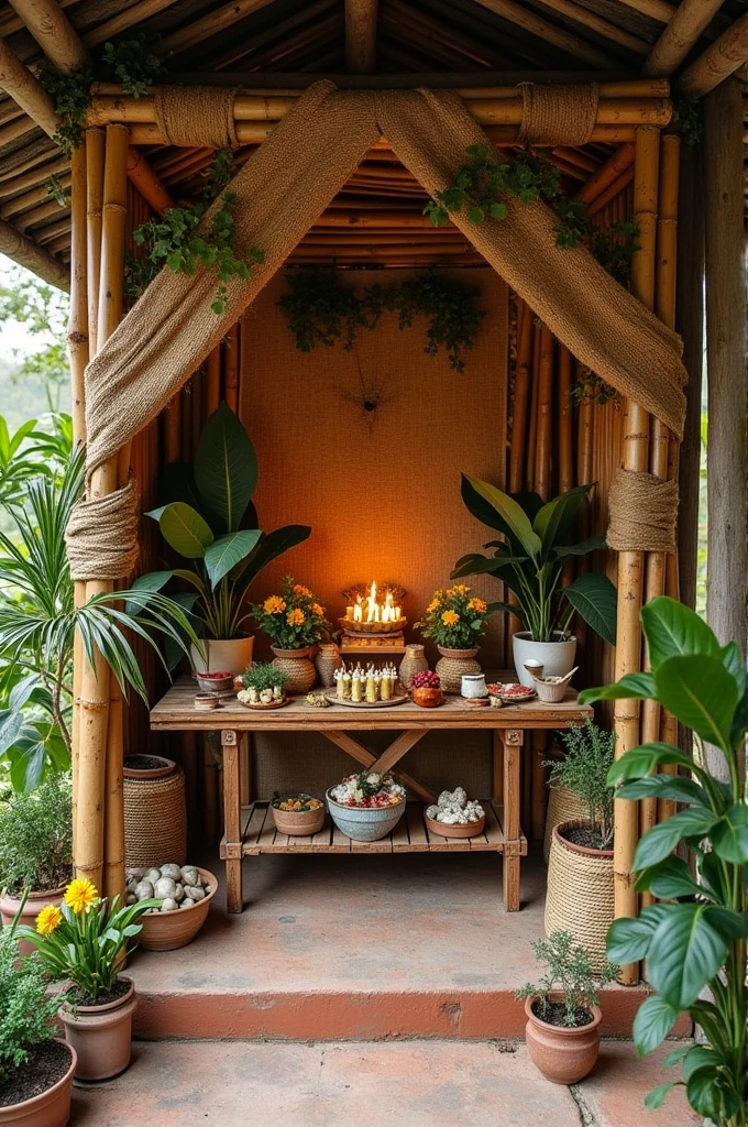 Decorate the mandap of Kali Puja with some rustic materials. For example, the house is made of bamboo, jute, etc. On the one hand, the message of eco-friendly puja will be given.