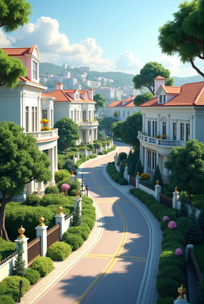 Beautiful streets in urban area for vehicles with beautiful houses