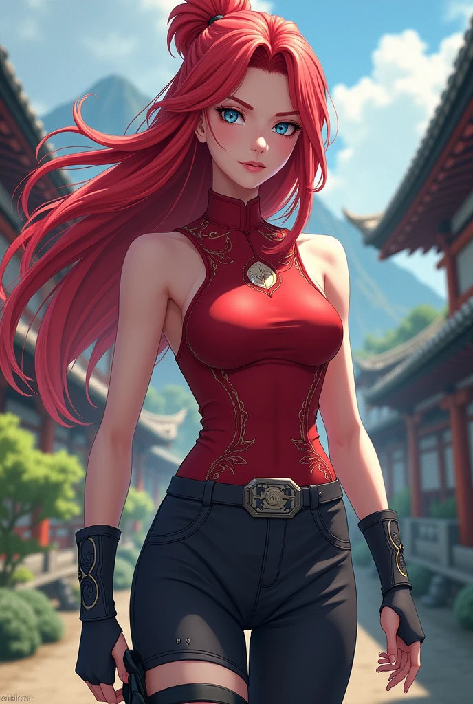 Anime Naruto clothes, feminine , Red hair