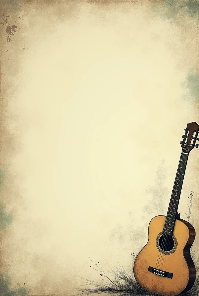 Vintage aesthetic background a4 size. With a uncelar & unfinished little drawing guitar at the bottom side