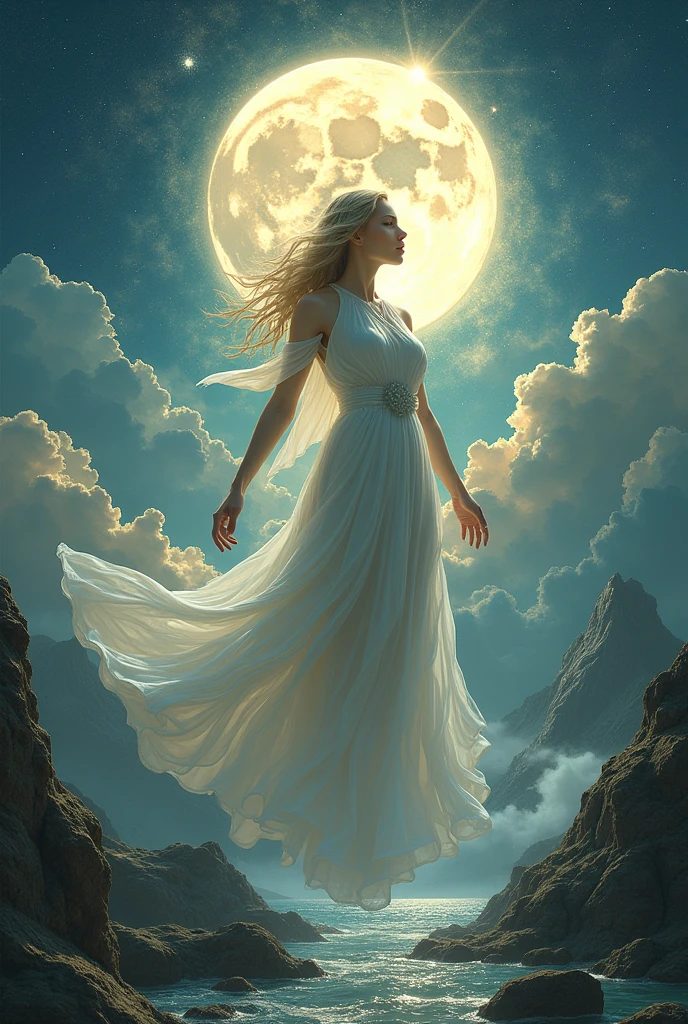  she is the moon We give it the sea and the river We give her hope in this world Her sighs are fire and gunpowder Her chest are an erupting volcano Her chest are high mountains We give her sun and moon Her sigh is a goddess to be worshiped
